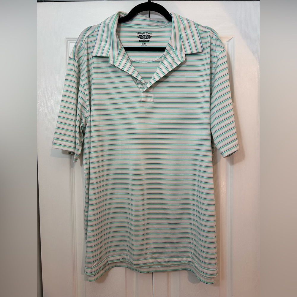 Straight Down Performance Golf Polo XXL Milano Golf Club Striped Shirt